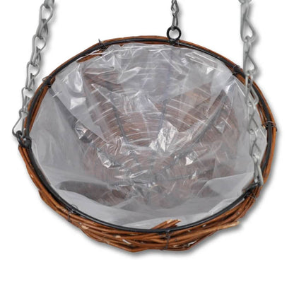 Lot de 4 Paniers Supsendus en Saule avec Fonds et Chaine Pendante
