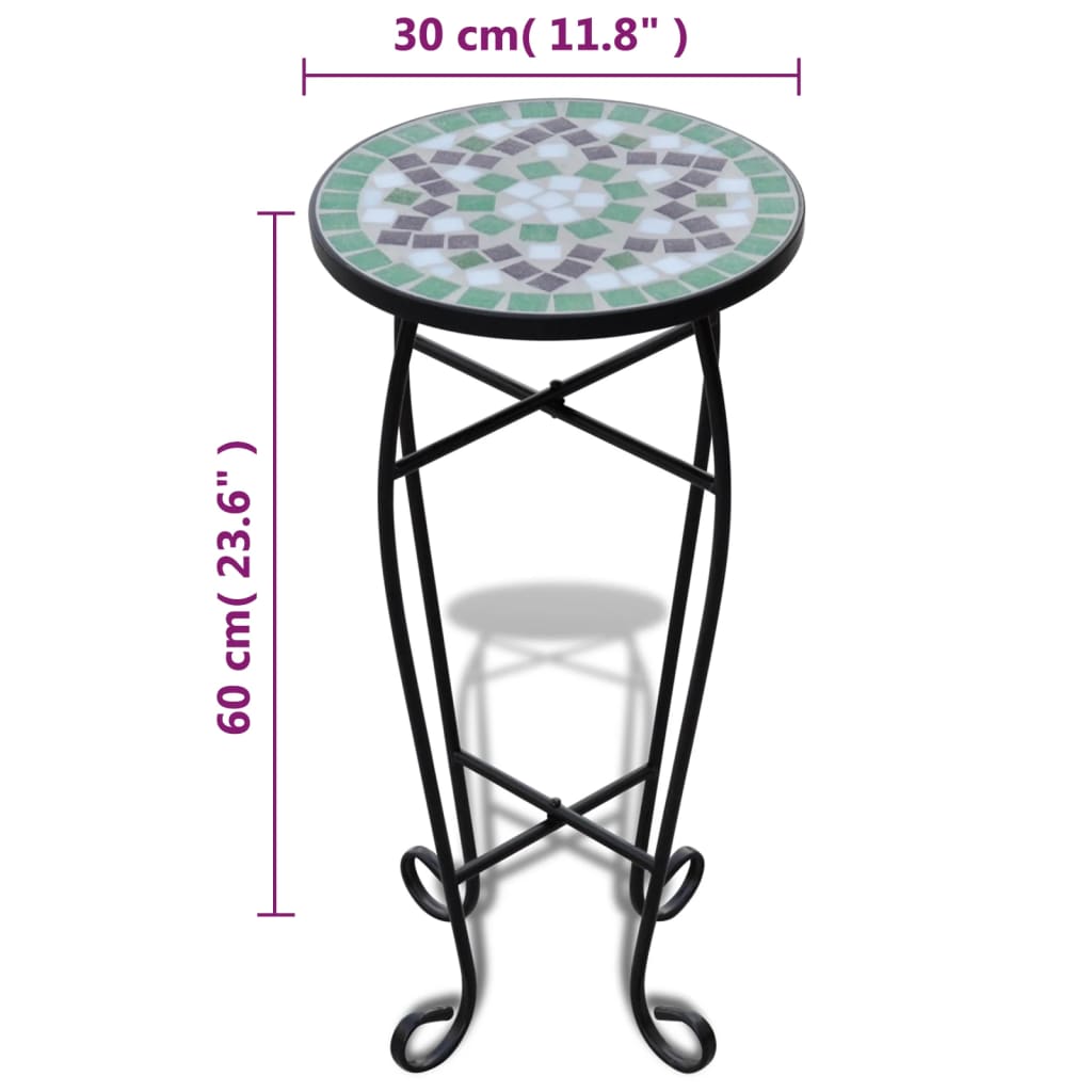 vidaXL Table d'appoint Mosaïque Vert et blanc