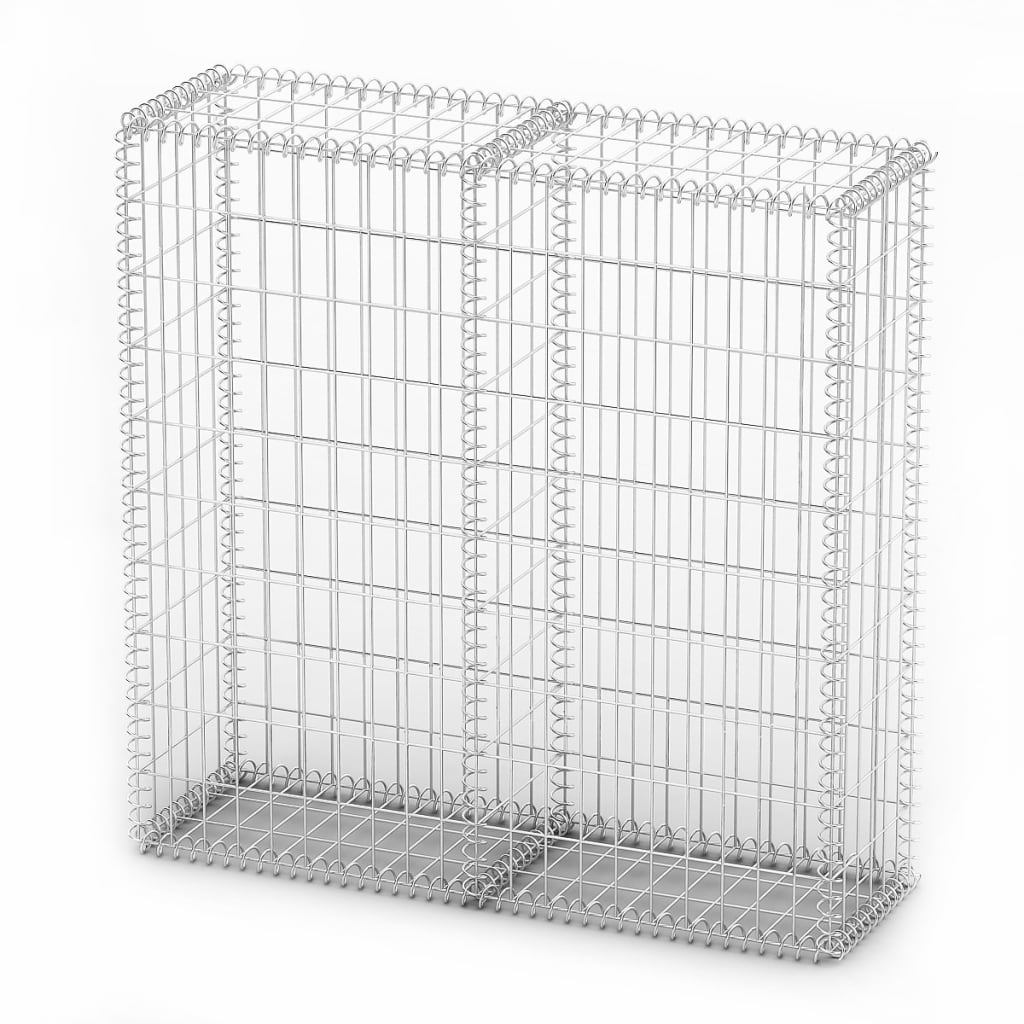 vidaXL Panier de gabion avec couvercle Fil galvanisé 100 x 100 x 30 cm