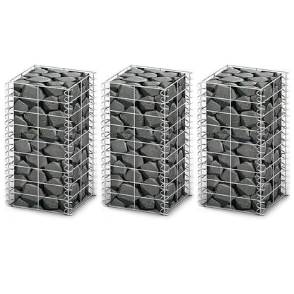 vidaXL Jeu de panier de gabion 3 pcs Fil galvanisé 25 x 25 x 50 cm