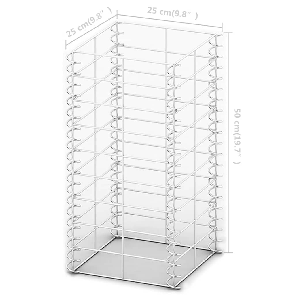 vidaXL Jeu de panier de gabion 3 pcs Fil galvanisé 25 x 25 x 50 cm