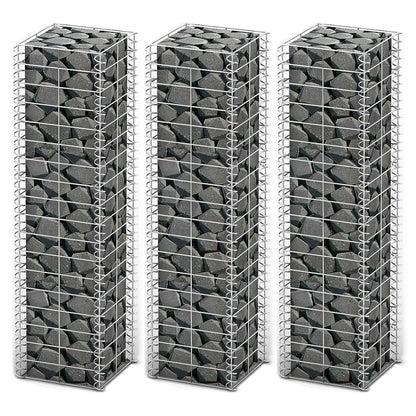 vidaXL Jeu de panier de gabion 3 pcs Fil galvanisé 25 x 25 x 100 cm