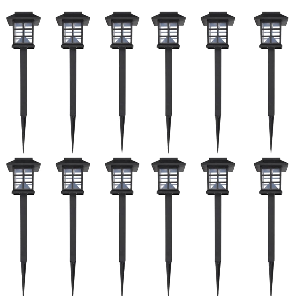 vidaXL Ensemble de 12 lampes LED solaires avec piquet 8,6x8,6x38 cm