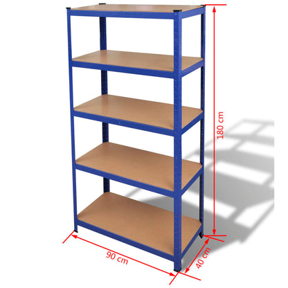 vidaXL Étagère de rangement à 5 niveaux Bleu Acier et bois ingénierie