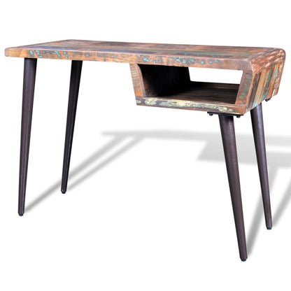 vidaXL Bureau avec pieds en fer Bois de récupération