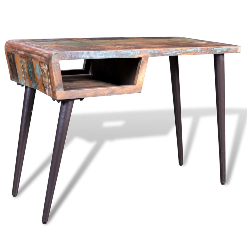 vidaXL Bureau avec pieds en fer Bois de récupération