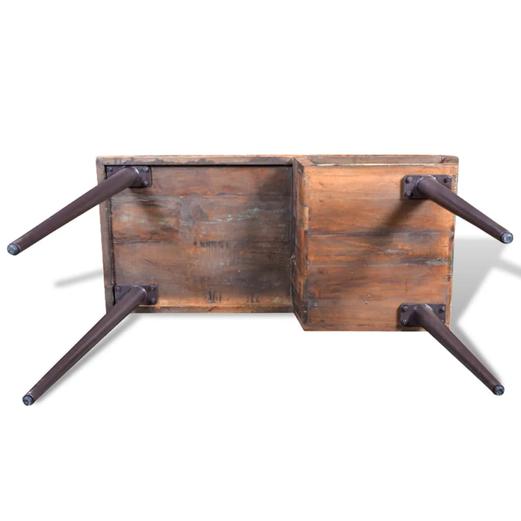 vidaXL Bureau avec pieds en fer Bois de récupération