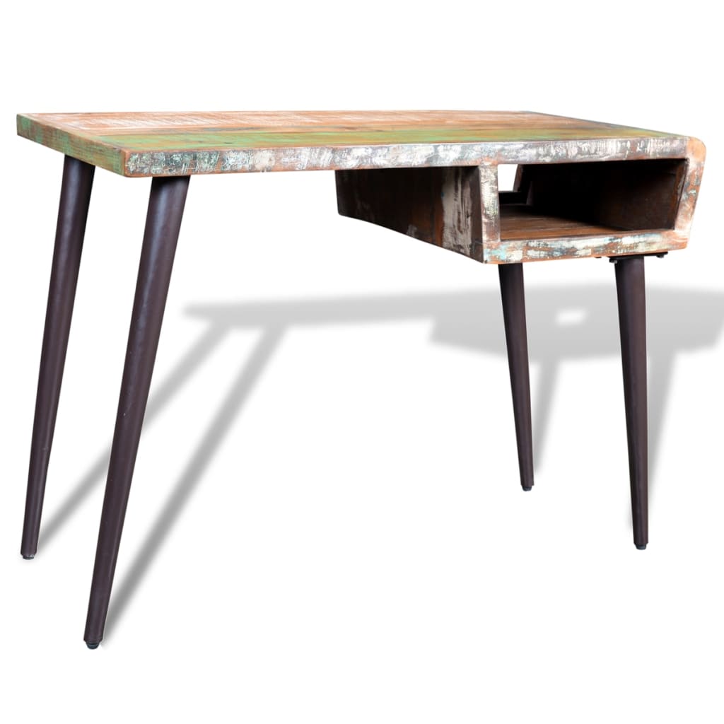 vidaXL Bureau avec pieds en fer Bois de récupération