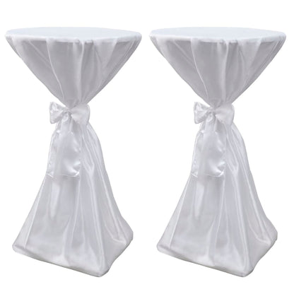 Housse de table blanche avec ruban 70 cm 2 pièces