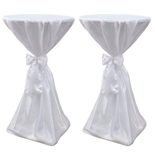 Housse de table blanche avec ruban 70 cm 2 pièces