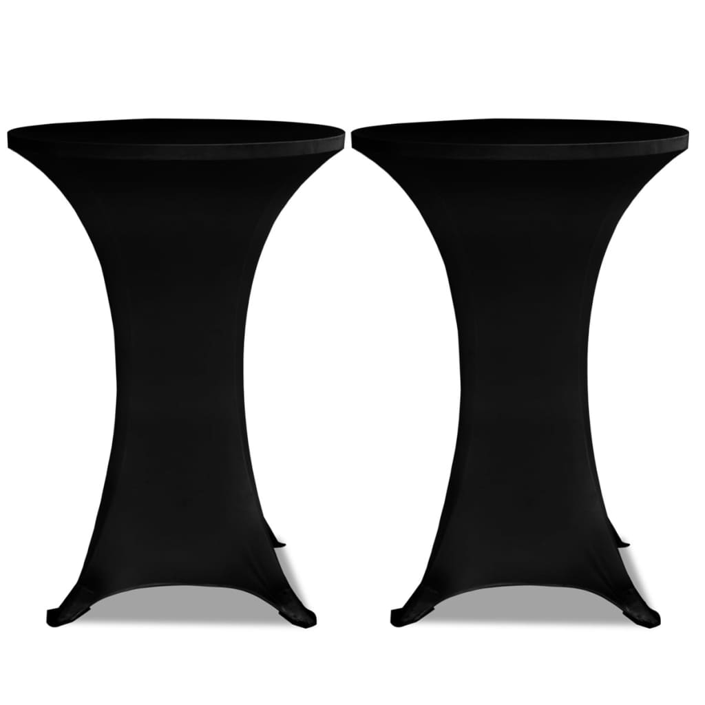 Housse de table Ø 60 cm Noir extensible 2 pcs