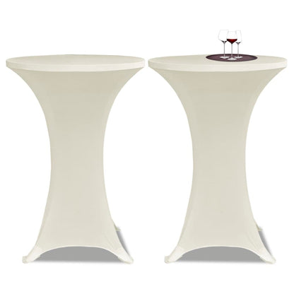 Housse de table Ø 60 cm Crème extensible 2 pcs
