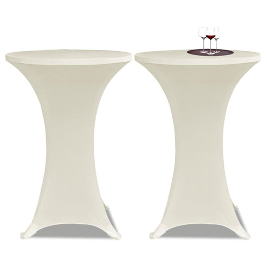 Housse de table Ø 60 cm Crème extensible 2 pcs