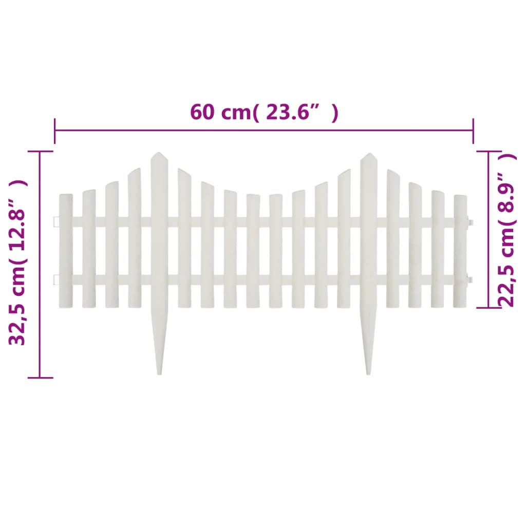 vidaXL Bordure de pelouse Blanc 17 pcs / 10 m