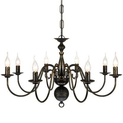Lustre en métal noir antique 8 x E14 ampoules