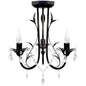 Lustre métal noir style art nouveau + perles crystal 3 x E14 Ampoules