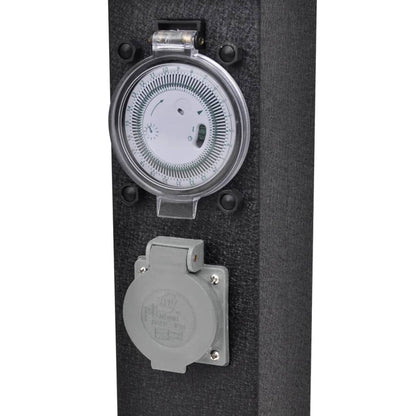 vidaXL Pilier avec prise de jardin et minuterie Noir