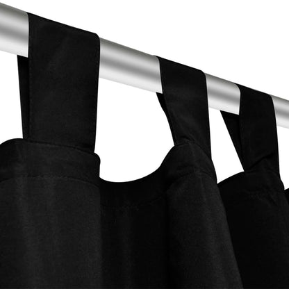 2 pcs Rideau à Passant Micro Satin Noir 140 x 175 cm