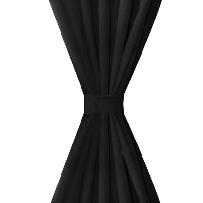 2 pcs Rideau à Passant Micro Satin Noir 140 x 245 cm