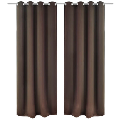 2 pcs Rideau Blackout Occultant Brun avec Œillets en métal 135x245cm