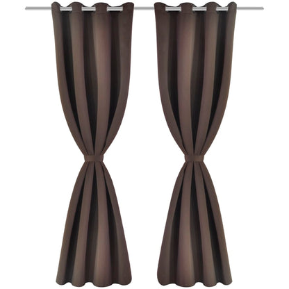 2 pcs Rideau Blackout Occultant Brun avec Œillets en métal 135x245cm