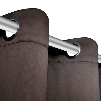 2 pcs Rideau Blackout Occultant Brun avec Œillets en métal 135x245cm
