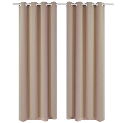 2 pcs Rideau Blackout Occultant Crème avec Œillets en métal 135x245cm