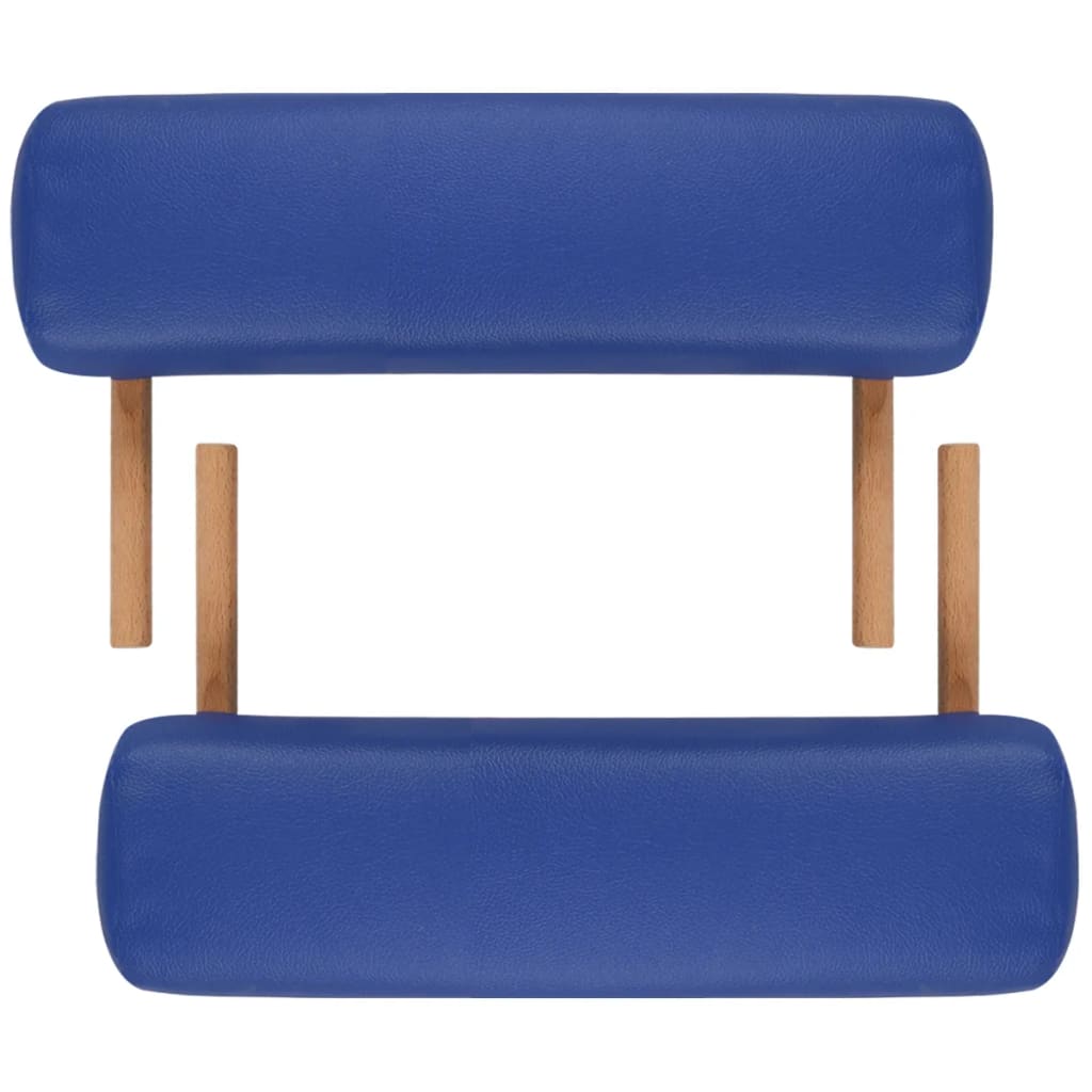 vidaXL Table de massage pliable Bleu 2 zones avec cadre en bois