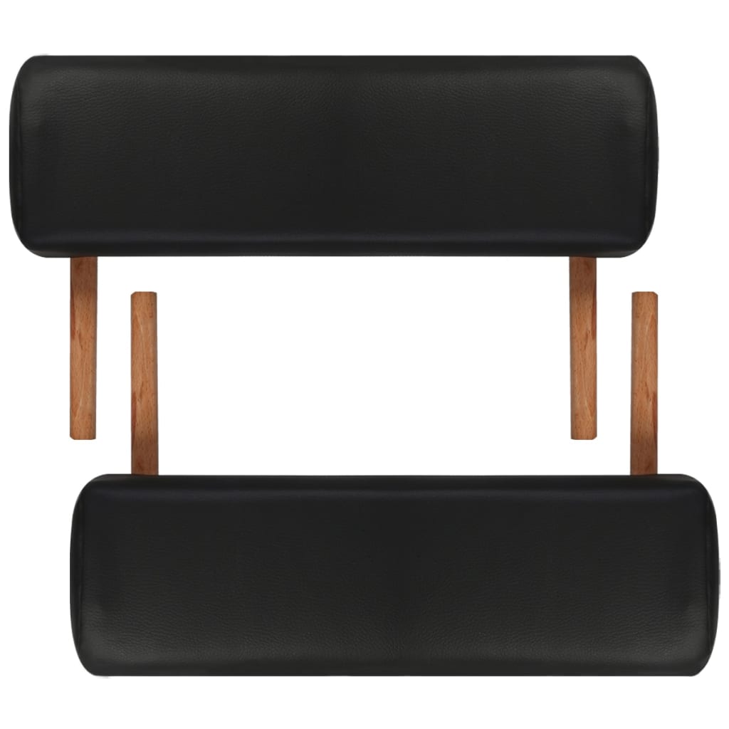 vidaXL Table de massage pliable Noir 2 zones avec cadre en bois