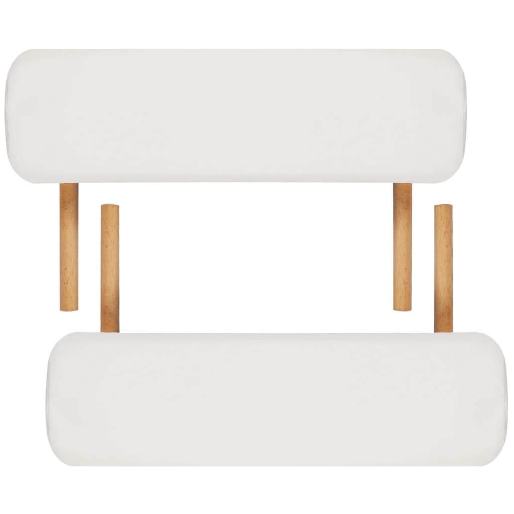 vidaXL Table de massage pliable Blanc crème 2 zones avec cadre en bois
