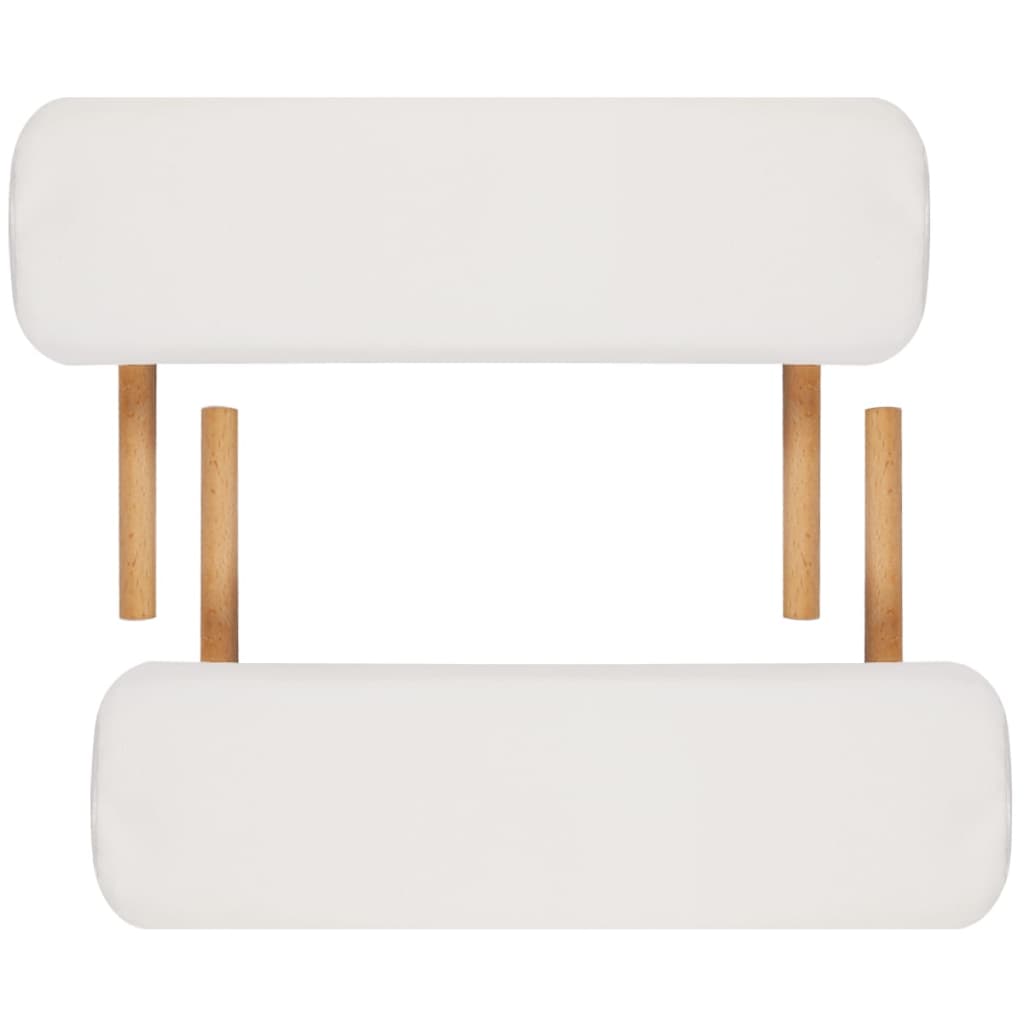 vidaXL Table de massage pliable Blanc crème 3 zones avec cadre en bois