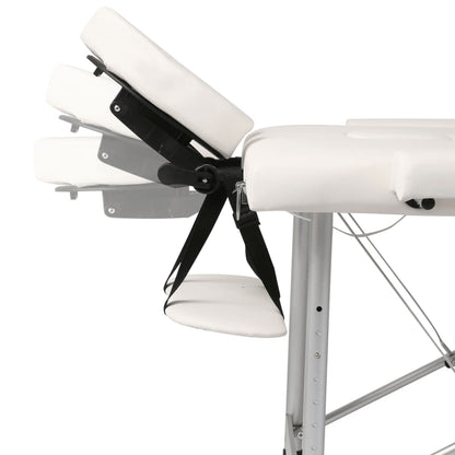 vidaXL Table de massage pliable Blanc crème 2 zones cadre en aluminium