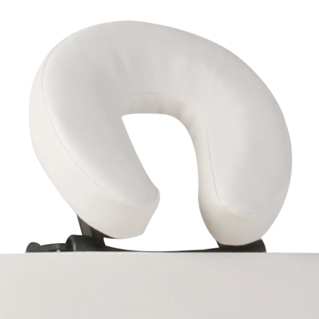 vidaXL Table de massage pliable Blanc crème 4 zones avec cadre en bois