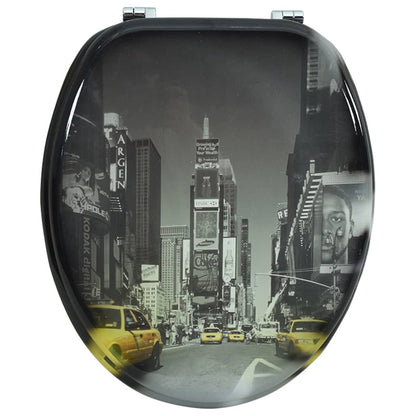 vidaXL Siège de toilette avec couvercle en MDF Design de New York