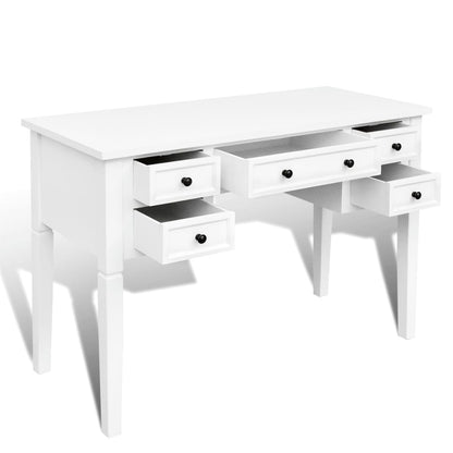 Bureau blanc à 5 tiroirs