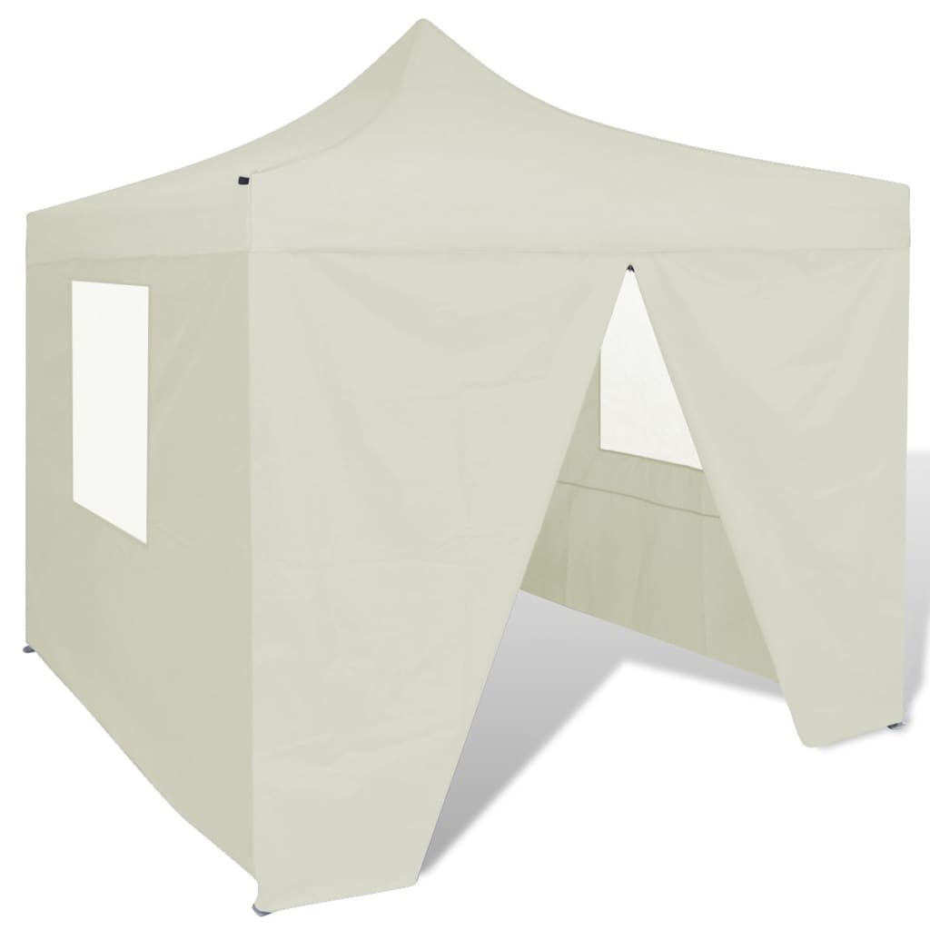 vidaXL Tente pliable avec 4 parois Crème 3 x 3 m