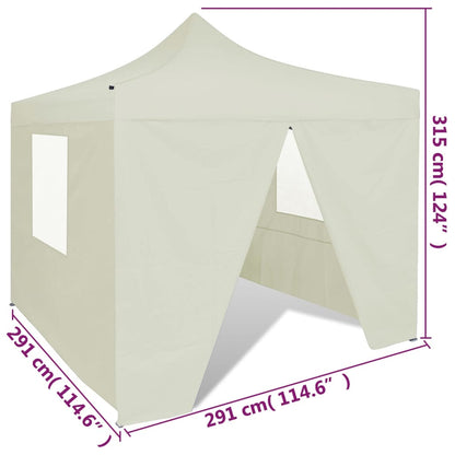 vidaXL Tente pliable avec 4 parois Crème 3 x 3 m
