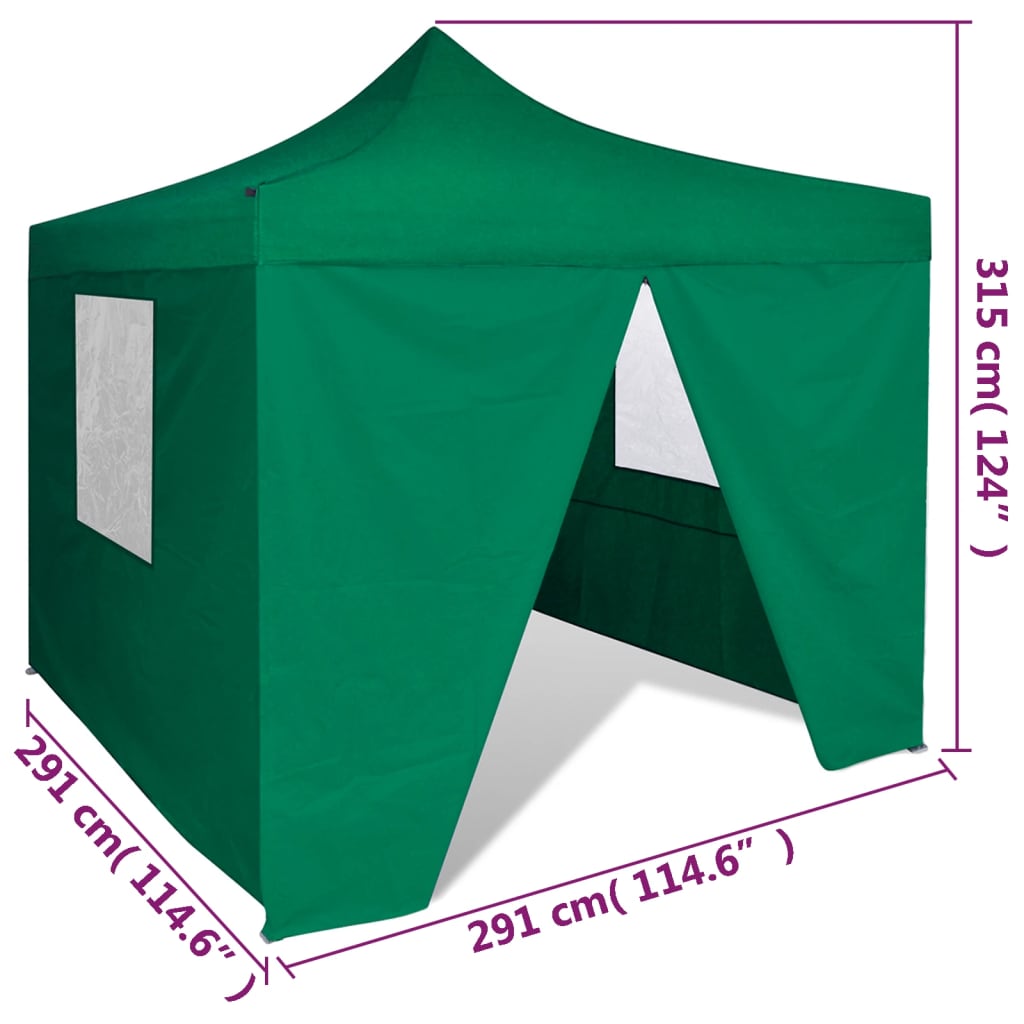 vidaXL Tente pliable verte 3 x 3 m avec 4 parois