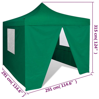 vidaXL Tente pliable verte 3 x 3 m avec 4 parois