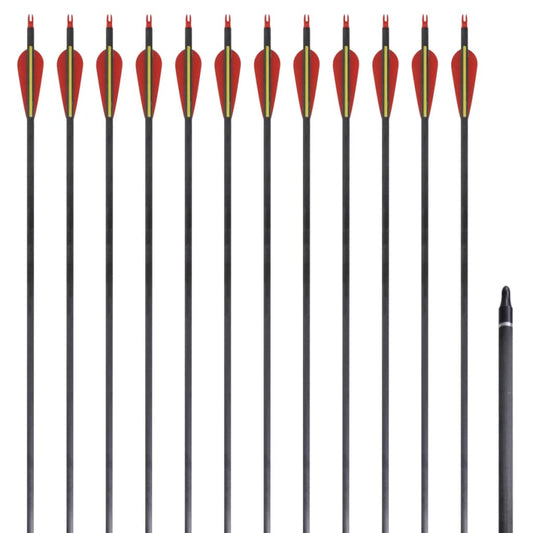 12 flèches standard en carbone 30" 0,76 cm pour arc classique