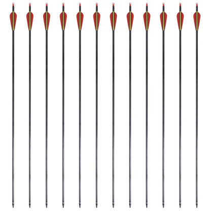 12 flèches standard en carbone 30" 0,76 cm pour arc classique