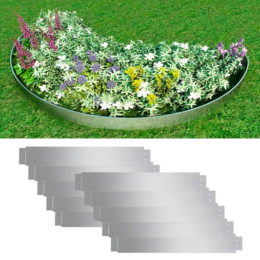 vidaXL Clôture de pelouse flexible 10 pcs Acier galvanisé 100x14 cm