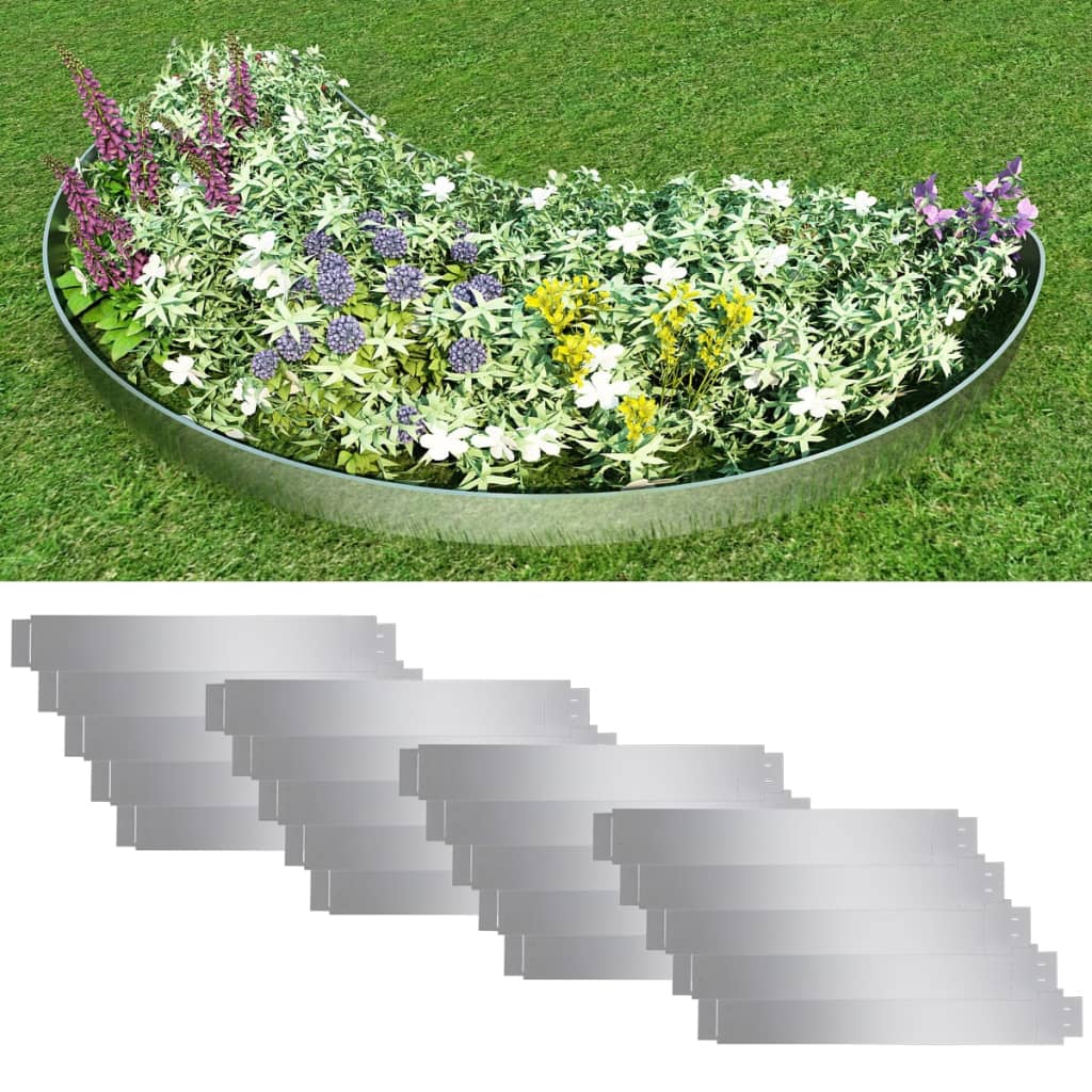 vidaXL Clôture de pelouse flexible 20 pcs Acier galvanisé 100x14 cm