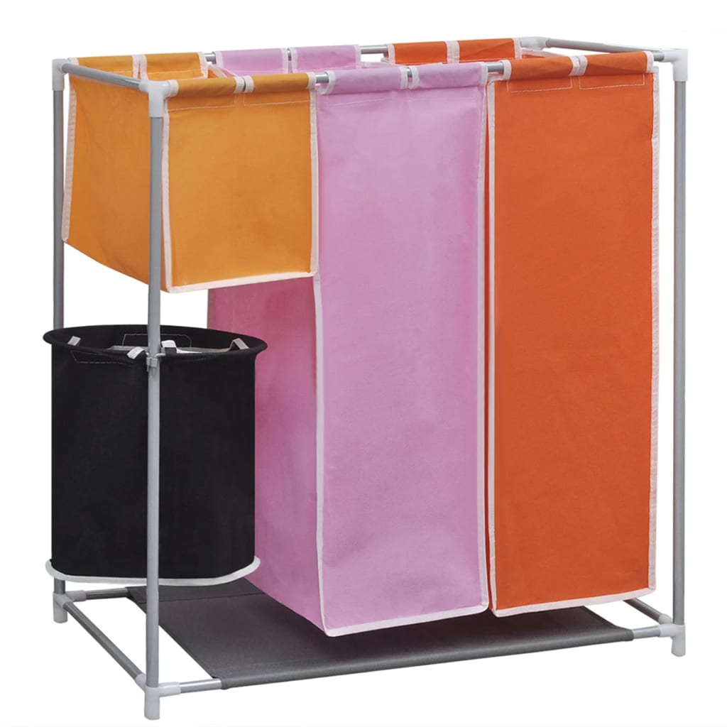 vidaXL Panier à linge à 3 sections avec un bac de lavage