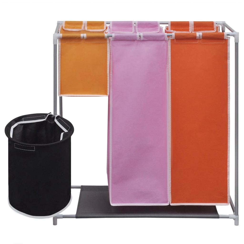 vidaXL Panier à linge à 3 sections avec un bac de lavage