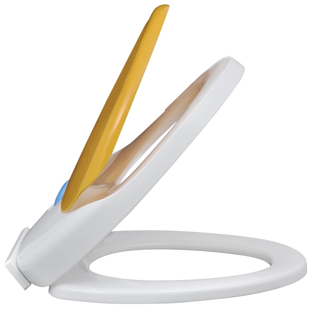 vidaXL Siège de toilette à fermeture en douceur Blanc et jaune