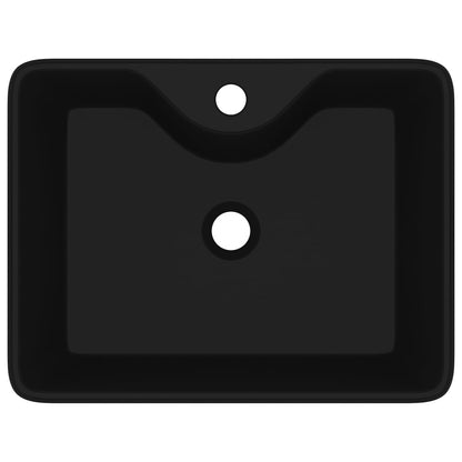 Vasque carrée à trou pour robinet céramique Noir pour salle de bain