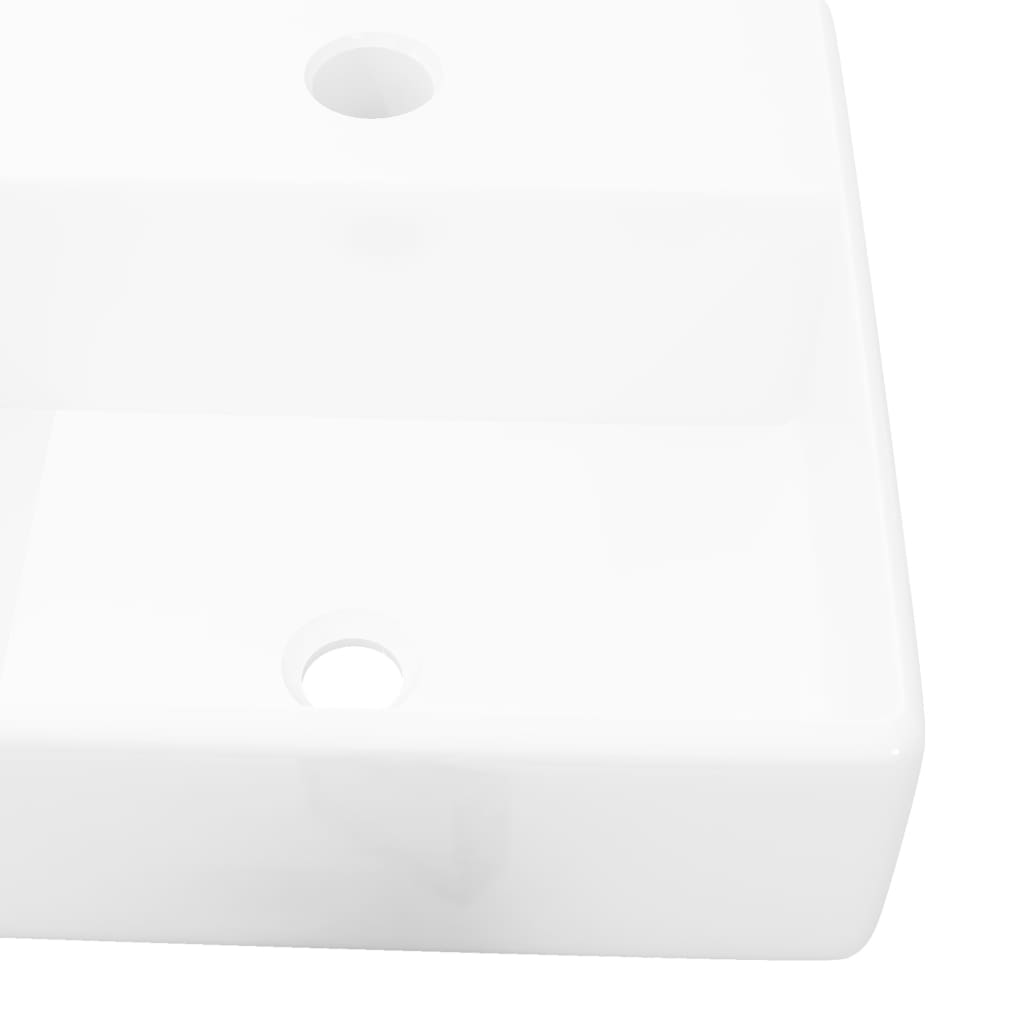 vidaXL Lavabo carré à trou pour robinet Céramique Blanc