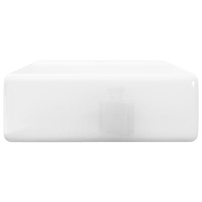 vidaXL Lavabo carré à trou pour robinet Céramique Blanc