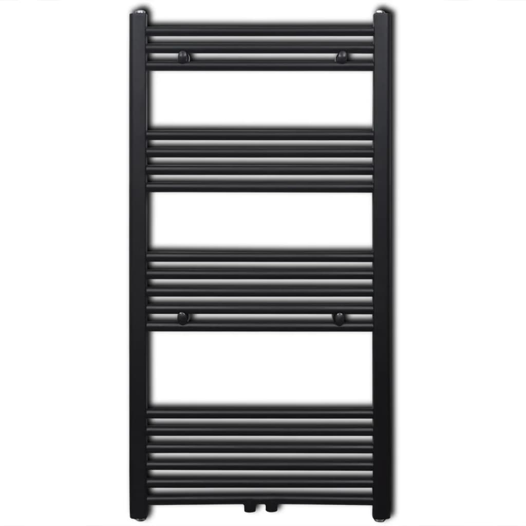 vidaXL Sèche-serviettes eau chaude à rails droits noir 600x1160 mm